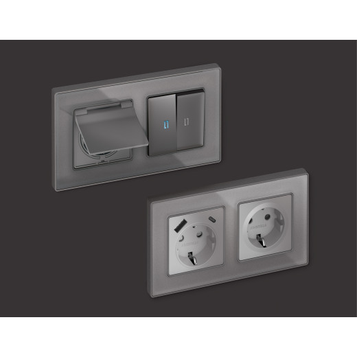 AF580653 Рамка ALFA Arctic (Антрацит серый Стекло органическое) 3-ая