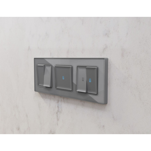 AF580653 Рамка ALFA Arctic (Антрацит серый Стекло органическое) 3-ая