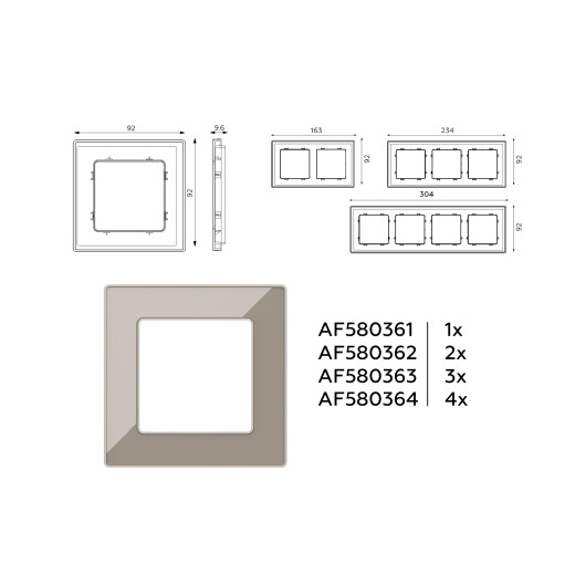 AF580363 Рамка ALFA Arctic (Серо-бежевый Стекло органическое) 3-ая