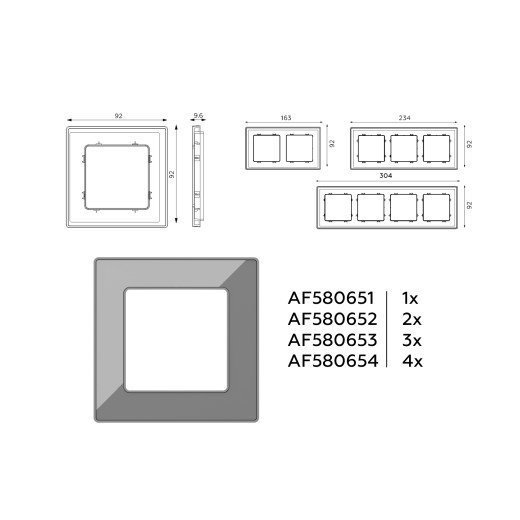AF580654 Рамка ALFA Arctic (Антрацит серый Стекло органическое) 4-ая