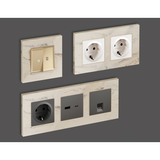 AF930601 Рамка ALFA Grand (Серо-бежевый мрамор) 1-ая