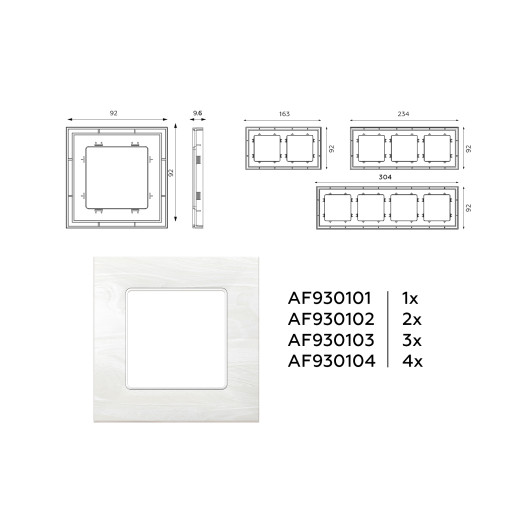 AF930104 Рамка ALFA Grand (Белый мрамор) 4-ая
