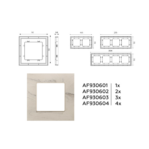 AF930604 Рамка ALFA Grand (Серо-бежевый мрамор) 4-ая