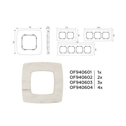 OF940601 Рамка OMEGA Opera (Серо-бежевый мрамор) 1-ая