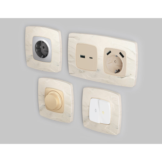 OF940601 Рамка OMEGA Opera (Серо-бежевый мрамор) 1-ая