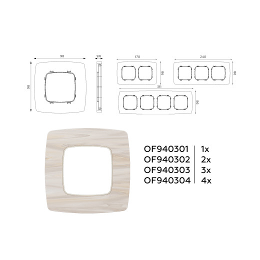 OF940301 Рамка OMEGA Opera (Бежевый мрамор) 1-ая