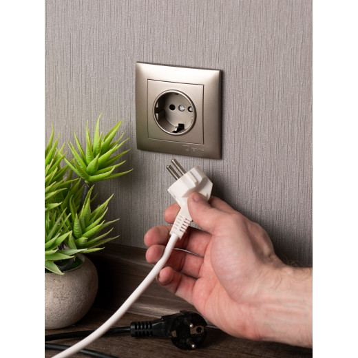 EKF PROxima Валенсия лицевая панель розетки 1-местной с/з 16А кашемир с защ. штор.