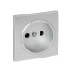 EKF PROxima Валенсия лицевая панель розетки 1-местной б/з 10 А сталь с защ. штор.