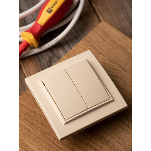 EKF Basic Минск Бежевый Выключатель 2-кл, 10А, СП