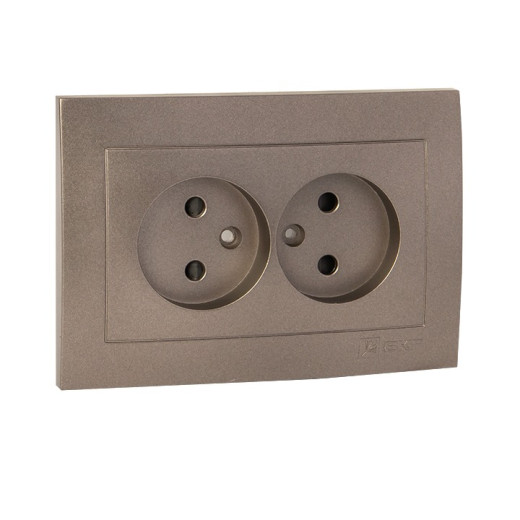 EKF PROxima Валенсия лицевая панель розетка 2-местной б/з 10А графит с защ. штор.