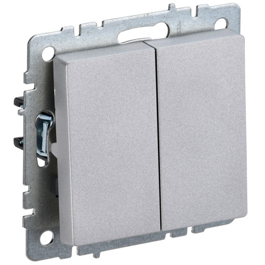 IEK BRITE BASE Алюминий Выключ. 2-кл прох 10А ВС10-2-6-БрА