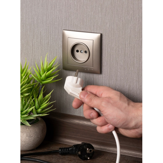 EKF PROxima Валенсия лицевая панель розетки 1-местной б/з 10 А кашемир с защ. штор.