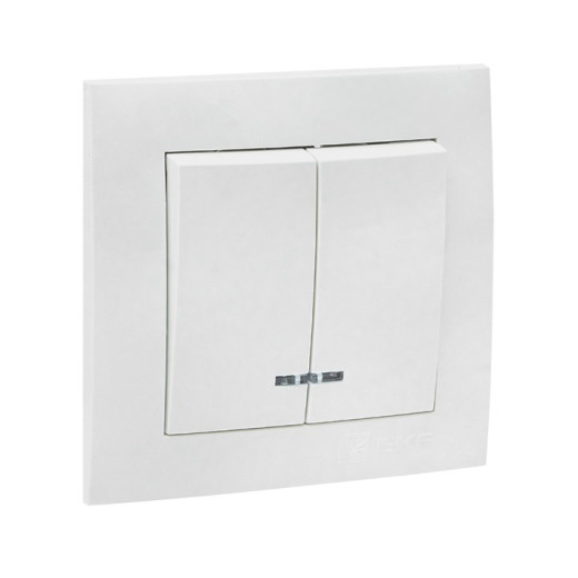 EKF PROxima Валенсия выключатель 2-кл. 10А белый с индикатором