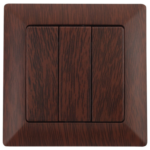 Intro 4-106-10 Выключатель тройной, 10А-250В, СУ, Solo, венге (10/200/2400)