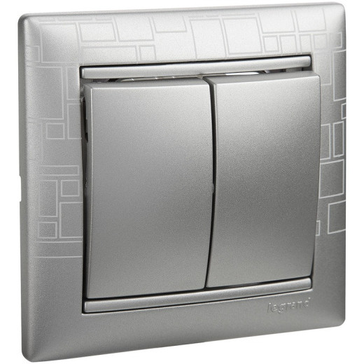 Legrand Valena Алюминий Выключатель 2-х клавишный