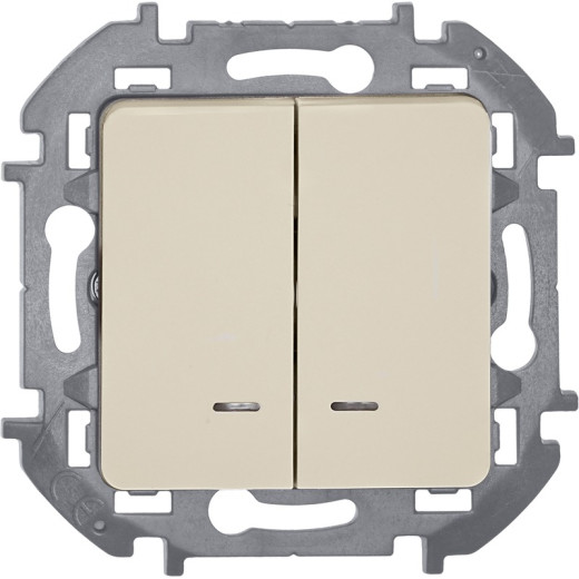 Legrand/Daccord INSPIRIA Слоновая кость Выключатель двухклавишный с подсветкой/индикацией 10 AX - 250 В