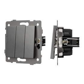 Arlight Механизм выключателя трехклавишный непроходной SWT-MK03-PL-GR-V (250V, 10A) (-)