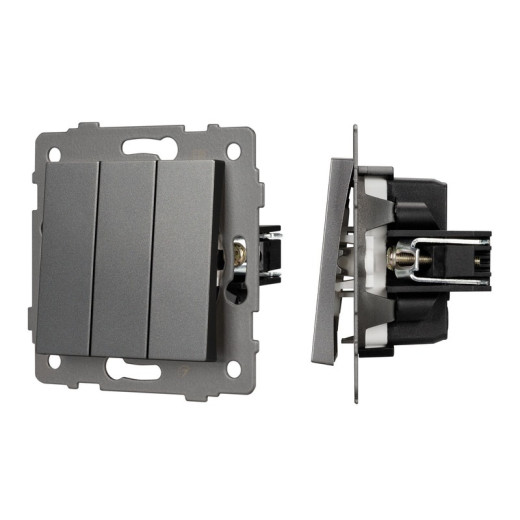 Arlight Механизм выключателя трехклавишный непроходной SWT-MK03-PL-GR-V (250V, 10A) (-)
