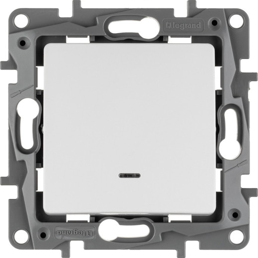 Legrand Etika Белый Выключатель 1-клавишный с подсветкой, 10А, Винтовые клеммы