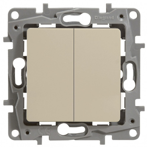 Legrand Etika Слоновая кость Выключатель 2-х клавишный, 10А, Винтовые клеммы