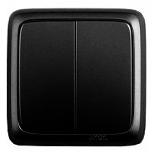 HEGEL ВА10-153-08 Черный Выключатель открытой установки, двухклавишный, с изолирующей пластиной