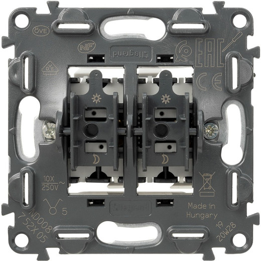 Legrand Valena Мех IN'MATIC Выключатель 2-клавишный 10АХ 250В