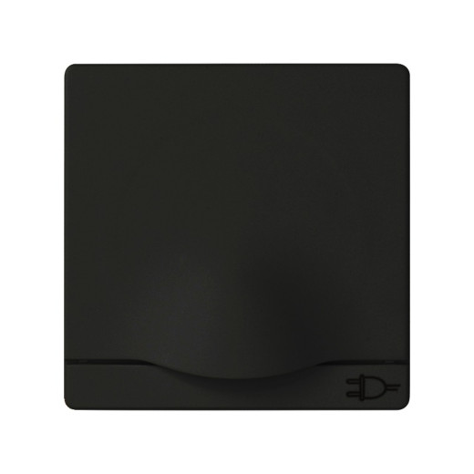 Simon Накладка с крышкой и шторками для розетки с заземлением Schuko 2Р+Е цвета черный матовый S82 Concept