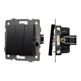 Arlight Механизм выключателя трехклавишный непроходной SWT-MK03-PL-BK-V (250V, 10A) (-)