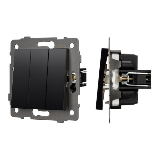 Arlight Механизм выключателя трехклавишный непроходной SWT-MK03-PL-BK-V (250V, 10A) (-)