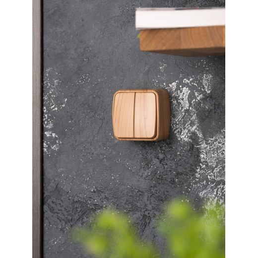 EKF Basic Минск Светлое дерево Выключатель 2-кл, 10А, ОП