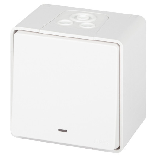 Переключатель ЭРА Эксперт 11-1507-01 с подсветкой IP55 10АХ-250В ОУ белый