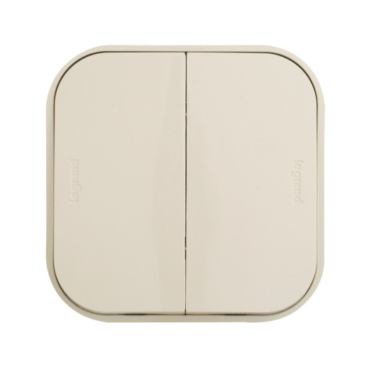 Legrand Quteo Бежевый Выключатель 2-клавишный 10А