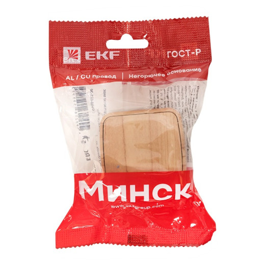 EKF Basic Минск Светлое дерево Выключатель 1-кл, 10А, ОП