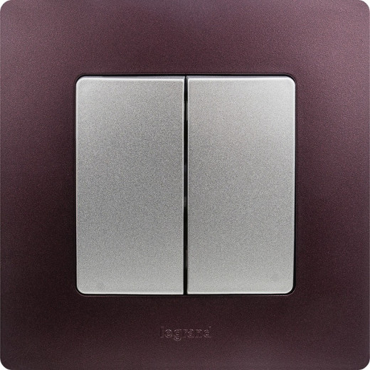Legrand Etika Алюминий Выключатель 2-клавишный, автоматические клеммы, 10 AX, 250 В