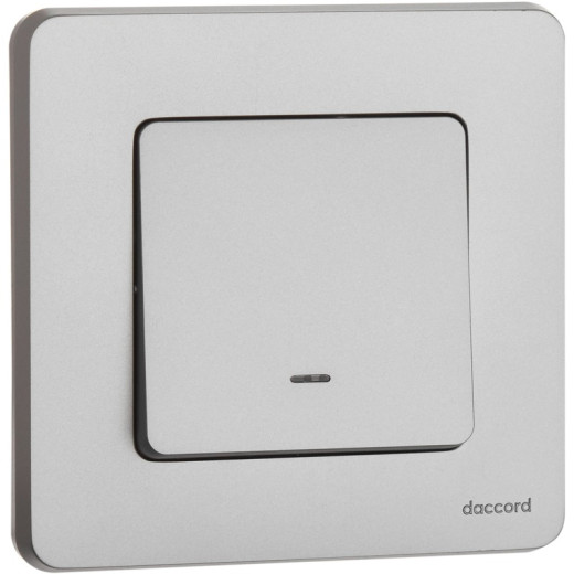 Legrand/Daccord INSPIRIA Алюминий Выключатель одноклавишный с подсветкой/индикацией 10 AX - 250 В