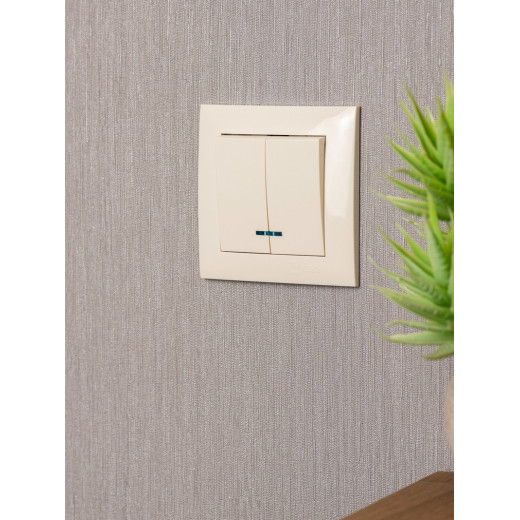 EKF PROxima Валенсия выключатель 2-кл. 10А кремовый с индикатором