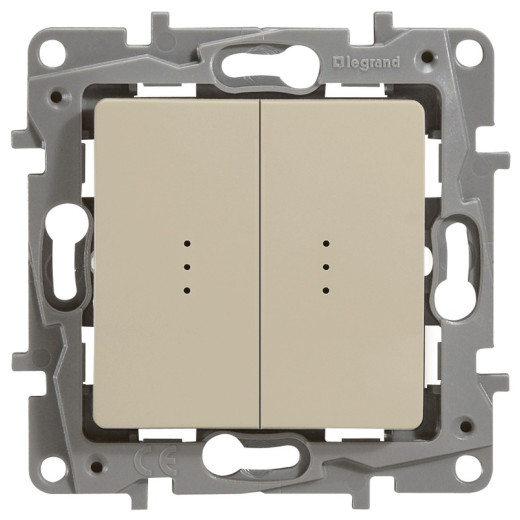 Legrand Etika Слоновая кость Переключатель 2-клавишный с подсветкой, 10А, Автоматические клеммы