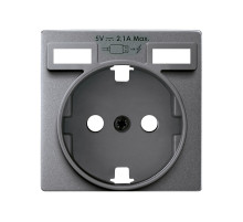 Simon 82 Detail Накладка для розетки Schuko с зарядным устройством 2хUSB цвета холодный Алюминий