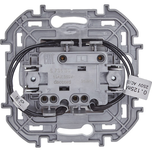 Legrand/Daccord INSPIRIA Белый Выключатель двухклавишный с подсветкой/индикацией 10 AX - 250 В