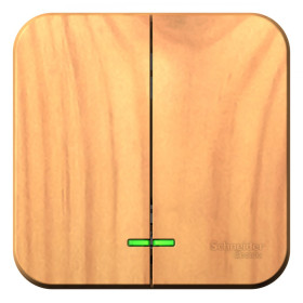 Systeme Electric Blanca наруж Ясень Выключатель 2-клавишный с подсветкой 10А,250B, изолир. пластина