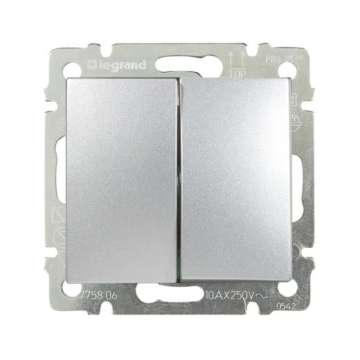 Legrand Valena Алюминий Выключатель 2-х клавишный