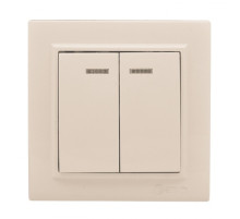 EKF Basic Минск Бежевый Выключатель 2-кл с индикатором, 10А, СП