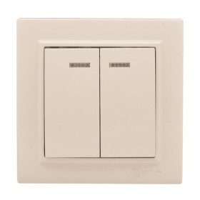 EKF Basic Минск Бежевый Выключатель 2-кл с индикатором, 10А, СП
