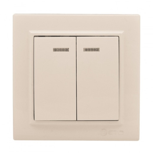 EKF Basic Минск Бежевый Выключатель 2-кл с индикатором, 10А, СП