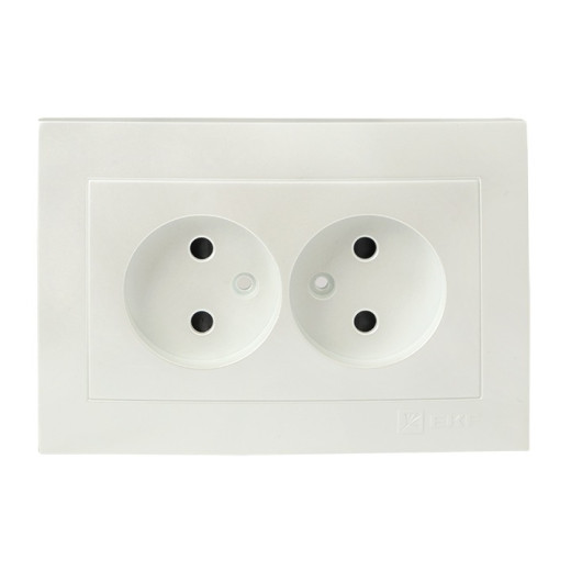 EKF PROxima Валенсия лицевая панель розетка 2-местной б/з 10А жемчуг с защ. штор.