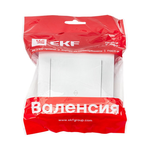 EKF PROxima Валенсия выключатель 1-кл. 10А белый проходной