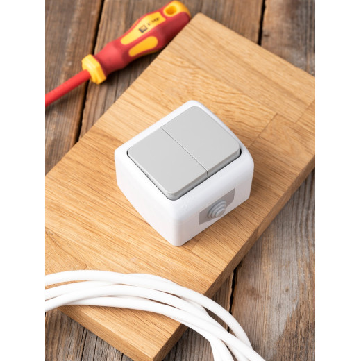 EKF PROxima Мурманск Выключатель 2-клавишный 10А IP54 серый