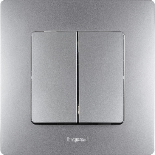 Legrand Etika Алюминий Выключатель 2-клавишный, автоматические клеммы, 10 AX, 250 В