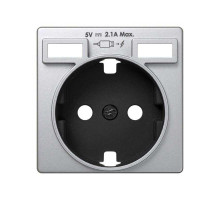 Simon 82 Накладка для розетки Schuko с зарядным устройством 2хUSB цвета Алюминий