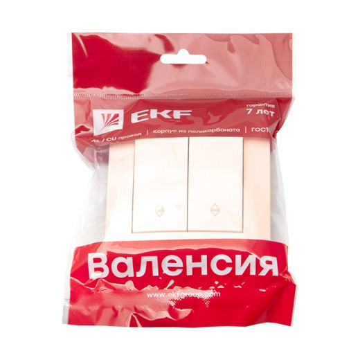 EKF PROxima Валенсия выключатель 2-кл. 10А кремовый проходной